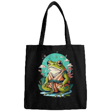 Discover Frog Pet cute cottagecore frog grumpy japanese frog karate sensei Bags