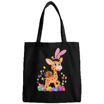 Discover Giraffe Pet Easter Giraffes Lover Bunny Giraffes Holding Easter Egg Bags
