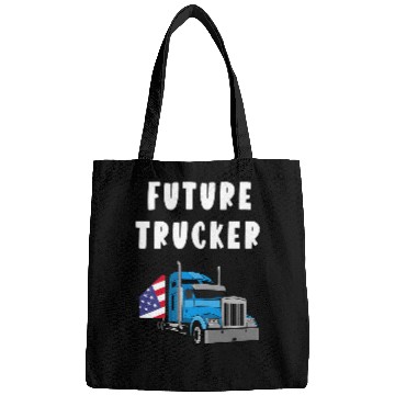 Discover Truck Fun Future Trucker Son Boys US Flag Big Rig Truck Drivers Kids Bags
