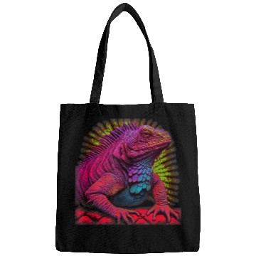 Discover Iguana Pet Lover PsychedelciaScarlet And Violet Iguana Brick Bags