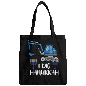 Discover Excavator Fun I Dig Hanukkah Excavator Construction Machine Lover Bags