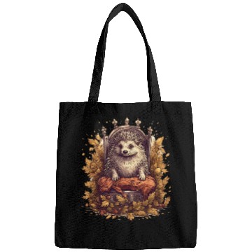 Discover Hedgehog Pet On Throne Cute Animal Lover Graphic Print Art 2 Bags