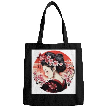 Discover Cherry Blossom Geisha Elegant Vector Design Bags