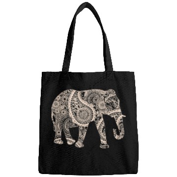 Discover Elephant Mammal Short Sleeve Graphic Mandala Elephant Boho Bags