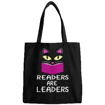 Discover Book Fun Cute Kitty Cat Face Readers Are Leaders Bags