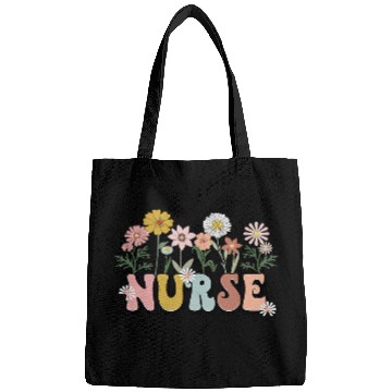 Discover nurses Job Groovy Retro nurses Typography Wild Flowers nurses Tees Bags