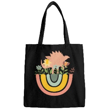 Discover Dinosaur Pet Stegosaurus Dino Rainbow Boho Bohemian Flowers Bags
