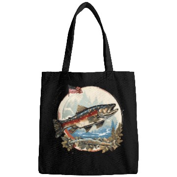 Discover Fishing Fun American US Flag With Fly Fishing Brook Trout Fish 8 Bags