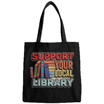 Discover Book Fun Retro vintages Support Your Local Library Book Reading Bags