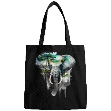 Discover Elephant Mammal Tree Forest Animal Print Art Animal Lover Bags