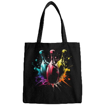 Discover Sport Bowling Skittles Splash Art Bowler Retro Bowling Cone Bags
