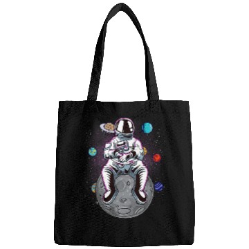 Discover Astronaut Job sitting on the Moon Solar System Spaceman Bags