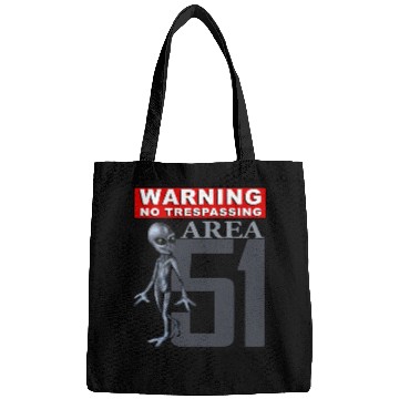 Discover Aliens UFO Warning No Trespassing Area 51 Alien Conspiracy Design Bags