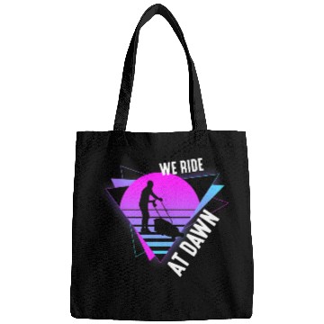 Discover Lawn Mower Fun We Ride At Dawn Vaporwave Lawn Mower Gardening Gardener Bags