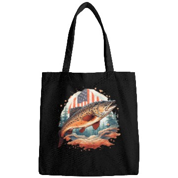 Discover Fishing Fun American US Flag With Fly Fishing Brook Trout Fish 11 Bags