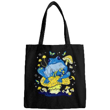 Discover Frog Pet Blue Cute Frog Toad Trippy Weird Animal Mushroom Art Bags