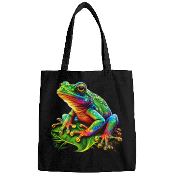 Discover Frog Pet Colorful Frog Toad Lover Rainbow Amphibian Cute Retro Green Bags