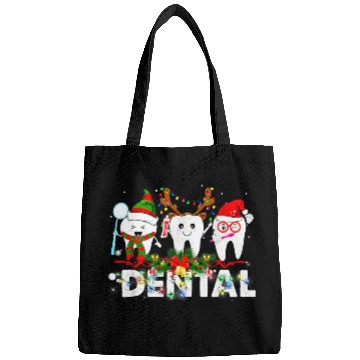 Discover dentists Job Hygienist Christmas Dental Squad Reindeer Santa Hat Bags