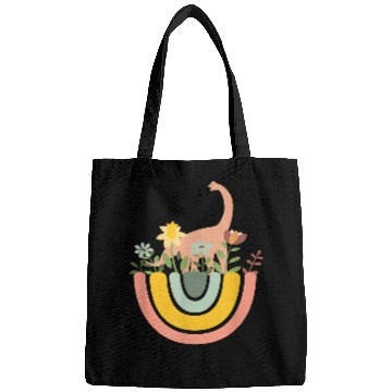Discover Dinosaur Pet Brontosaurus Dino Rainbow Boho Bohemian Flowers Floral Bags