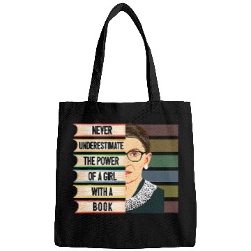 Discover Book Fun Feminist Ruth Bader Ginsburg RBG Quote Girl With Book Women 8 Bags