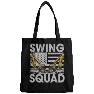 Discover Excavator Fun Swing Squad US Flag Construction Workers Construction Site Digger Driver Bags