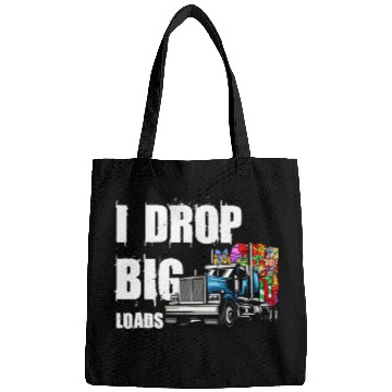Discover Truck Fun I Drop Big Loads Trucker Semi Truck Driver Lover Christmas Bags