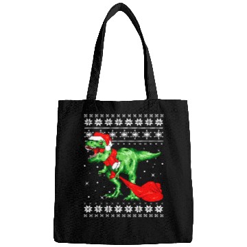 Discover Dinosaur Pet with Santa Hat Ugly Christmas Pajamas Sweater T Rex Bags