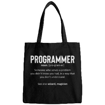 Discover Funny Programmer Definition Computer Wizard Magician Bags