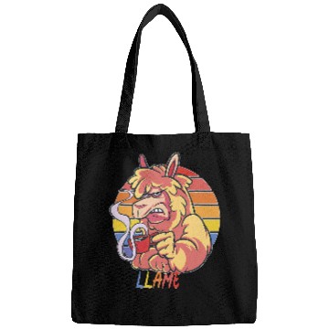 Discover Llama Pet Llame Llama with coffee bored Bags