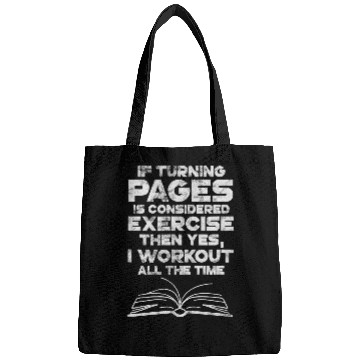 Discover Book Fun Reading Reader If Turning Pages Considered Exercise Grunge Bags