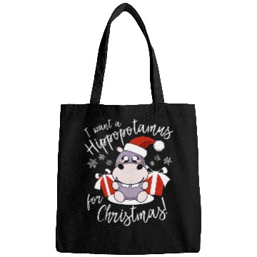 Discover Hippo Pet I Want A Hippopotamus For Christmas Kawaii Hippo Christmas Bags