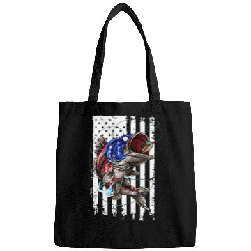 Discover Fishing Fun Bass Fish American Flag 75 Bags
