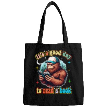 Discover Book Fun Reading Bookworm Reader Bigfoot Sasquatch Book Library lover Bags