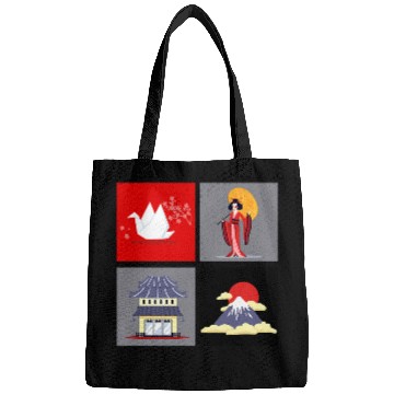 Discover JAPAN LAND OF SAKURA TEMPLE MT FUJI GEISHA Bags