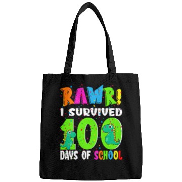 Discover Dinosaur Pet Rawr I Survived 100 Days Of School Funny Trex Dinosaur Kids Bags