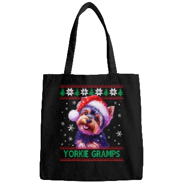 Discover Yorkshire Pet Yorkie Gramps Santa Hat Yorkshire Terrier Ugly Christmas Bags