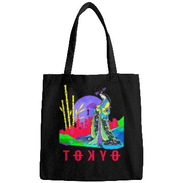 Discover JAPANESE GEISHA AND ABSTRACT TOKYO AT NIGHT Bags