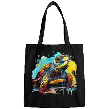 Discover Turtle Pet Colorful Eastern Box Turtle Lover Splash Art 1 Bags