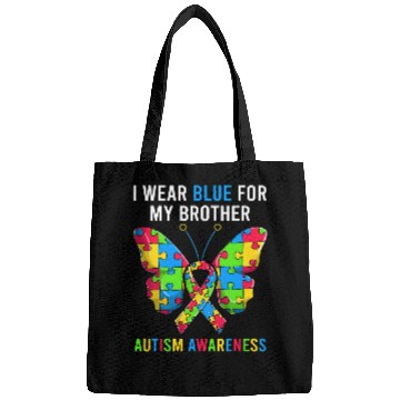 Discover Autism Puzzle Brother Sibling Tee Autism Awareness Butterfly Puzzle Bags