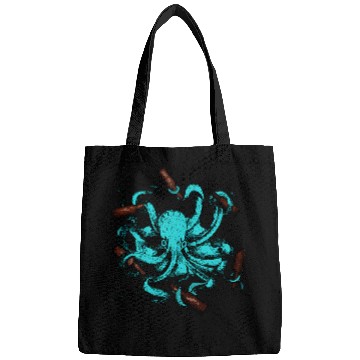 Discover Octopus Pet Angry Blue Octopus Holding Glass Bottles Funky Beer Drinking Bags
