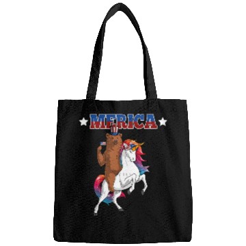 Discover Unicorn Pet Bear Merica Grizzly Bear Riding Unicorn American Flag 449 Polar panda Bags