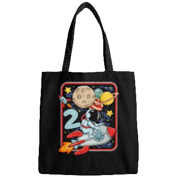 Discover Astronaut Job 2nd Birthday Boy Girl Astronaut Space Galaxy Planet 2 Years Bags