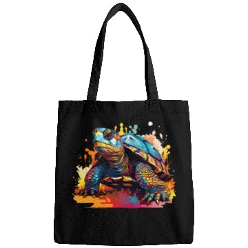 Discover Turtle Pet Eastern Box Turtle Lover Colorful Splash Art Bags