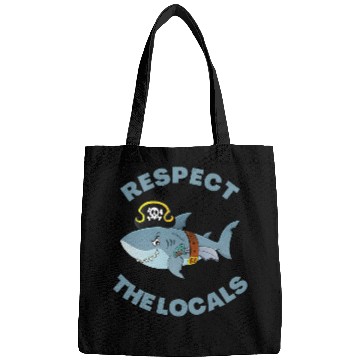 Discover Shark Pet Funny Pirate Shark Respect the Locals For Family Vacation Bags