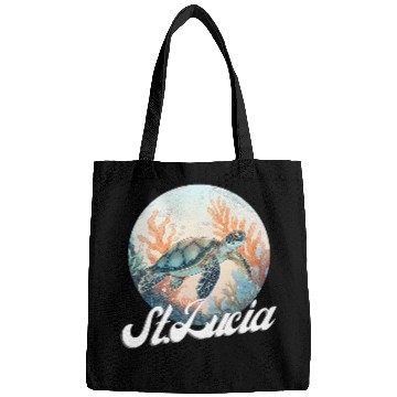 Discover Turtle Pet St Lucia Patriotic Turtle Illustration Bags