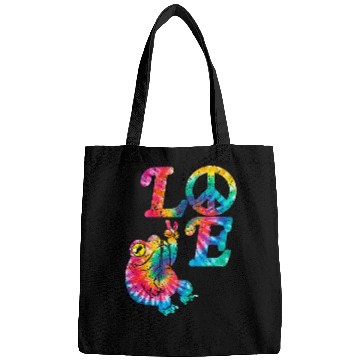 Discover Frog Pet Hippie Kawaii Frog Peace Sign Cottagecore 60s 70s Tie Dye Bags