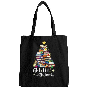 Discover Book Fun Get Lit With Books Christmas Tree Hanukkah Read Bags