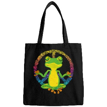 Discover Frog Pet Peace Sign Yoga Frogs Cool Peace Frog Tie Dye Bags