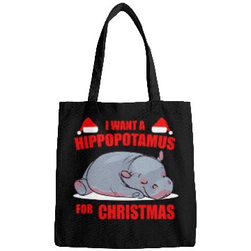 Discover Hippo Pet I Want A Hippopotamus For Christmas Tee Bags