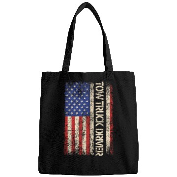 Discover Tow Truck Driver USA American flag Towing Dad Men Tee Bags